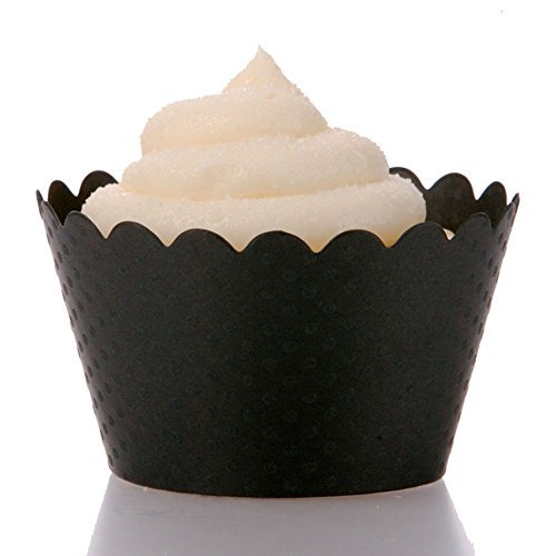 Dress My Cupcake Emma Black Cupcake Wrappers, Set of 12 - Black Cupcake Liners & Black Cupcake Decorations for...
