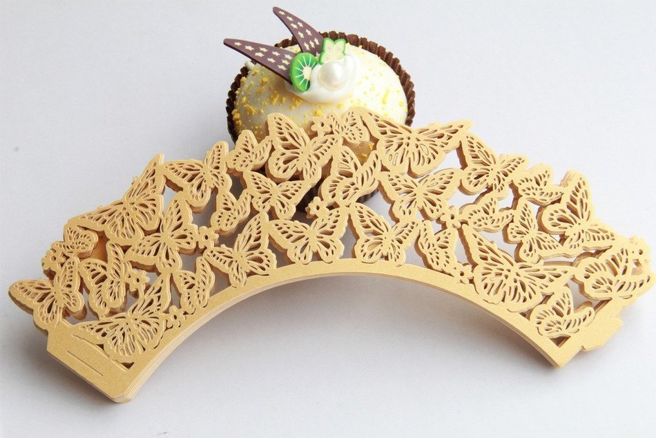 Kuke 24 pcs Dancing Butterfly Laser Cut Cupcake Wrappers Cupcake Liners Muffin Container for Baby Shower Baby... N4
