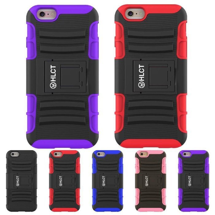 2 iPhone 6S/6 Plus Case, HLCT TWIN PACK Rugged Shock Proof Dual-Layer Case with Built-In Kickstand for iPhone... N17