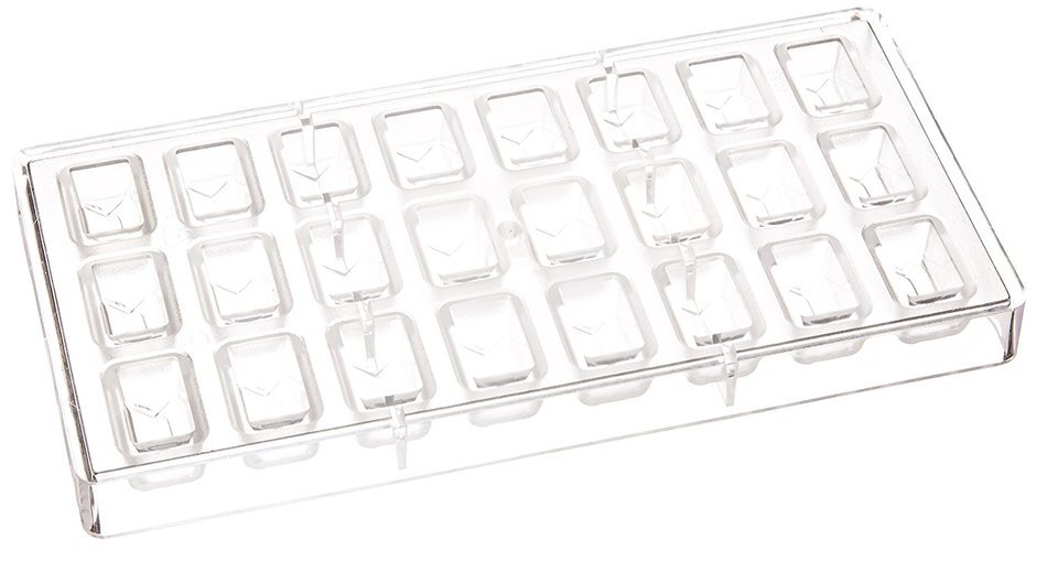 Fat Daddio's Overlap Sloping Rectangle Polycarbonate Candy Mold, 24-Piece Tray