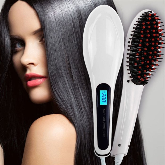 ShungHO Hair Straightener Comb Pro Automatic LCD Temperature Control Paddle Brush N8