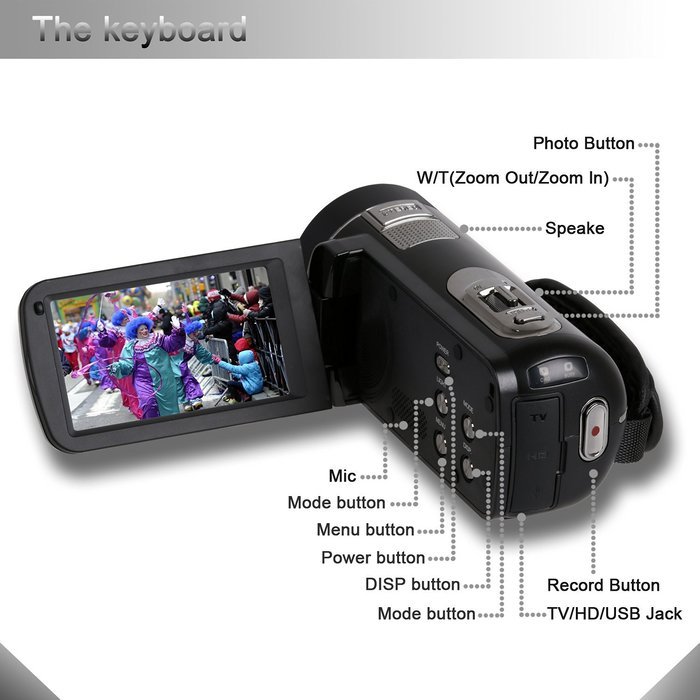 Video Camcorder, Besteker Portable HD 1080p IR Night Vision Max. 24.0 MP Enhanced Digital Camera Camcorders DV... N17