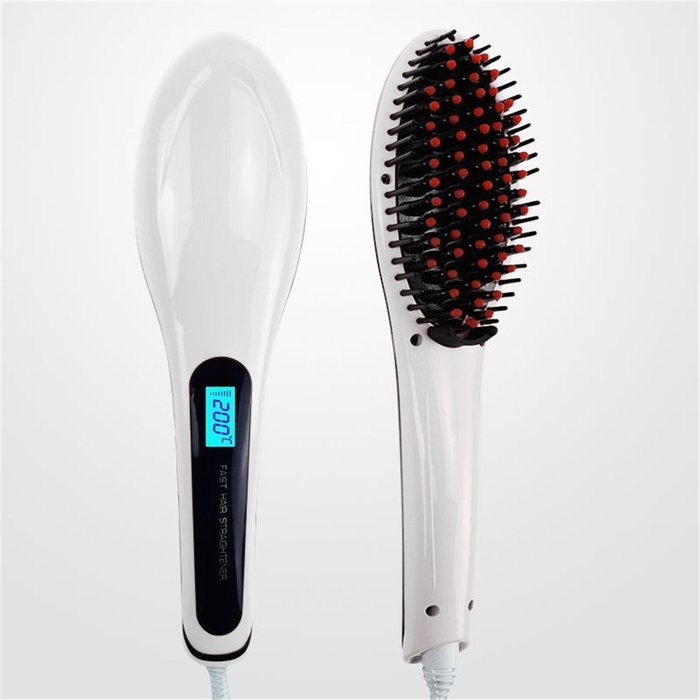 ShungHO Hair Straightener Comb Pro Automatic LCD Temperature Control Paddle Brush N11