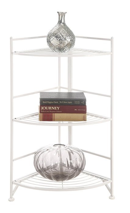 Convenience Concepts Designs-2-Go 3-Tier Folding Metal Corner Shelf, White N21