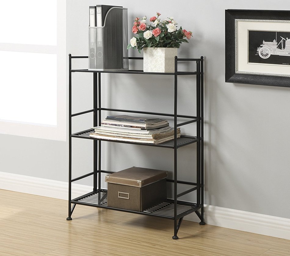 Convenience Concepts Designs-2-Go 3-Tier Folding Metal Corner Shelf, White N23