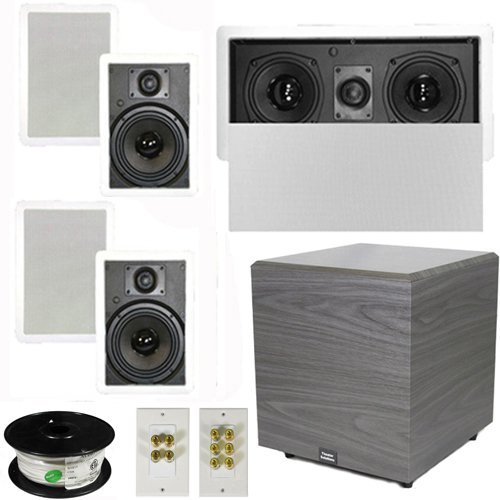 Theater Solutions 5.1 Home Theater 6.5" Speaker Set with Center, 12" Powered Sub and More TS65WL51SET6