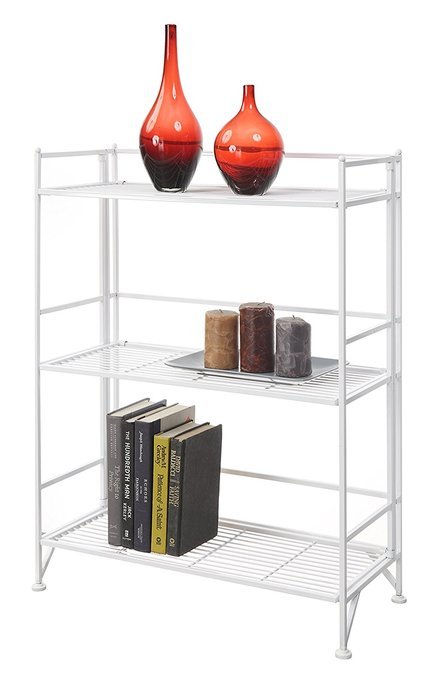 Convenience Concepts Designs-2-Go 3-Tier Folding Metal Corner Shelf, White N25