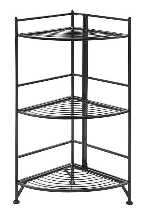 Convenience Concepts Designs-2-Go 3-Tier Folding Metal Corner Shelf, White N27