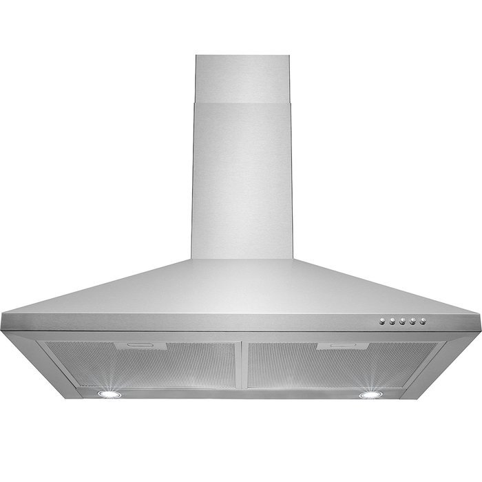 Perfetto Kitchen and Bath 30" Convertible Wall Mount Range Hood in Stainless Steel with LEDs and Push Controls N6