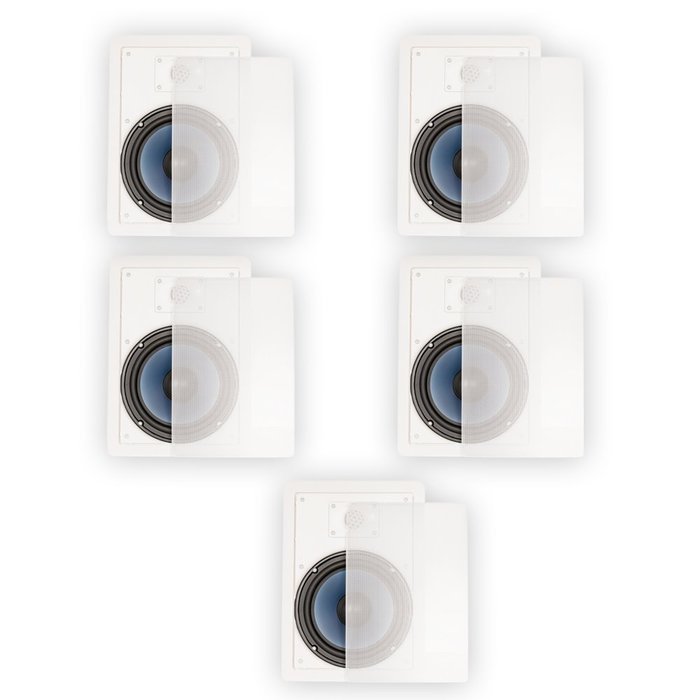 Blue Octave LW82 In Wall 8" Speakers Home Theater Surround Sound 2-Way 5 Speaker Set