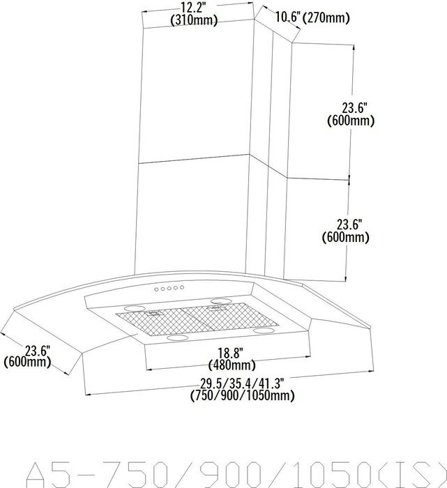VentMax VM21-I42, 42" Island Mount Range Hood
