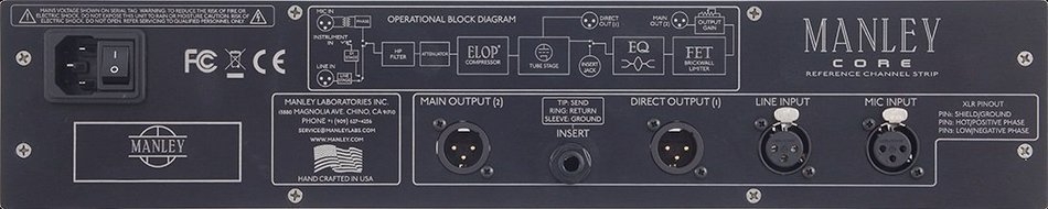 Manley Labs Core Channel Tube Channel Strip with ELOP, Baxandall EQ, Tube Mic Preamp, FET Limiter