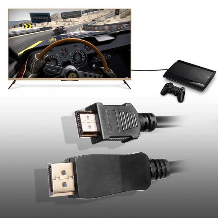 DP to HDMI, ISNOWOOD 10FT Gold Plated DisplayPort to HDMI HDTV Cable Black N5