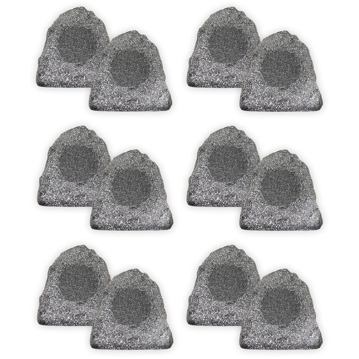 Theater Solutions 12R4G Outdoor Granite Rock 12 Speaker Set for Deck Pool Spa Patio Garden