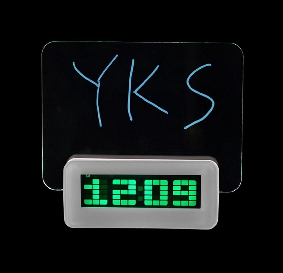 Green LED Fluorescent Message Board Digital Alarm Clock Calendar Night Light Modem LED Alarm