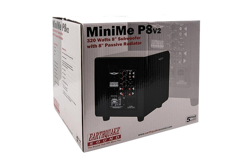Earthquake Sound MiniMe P8 White Passive Tuned Mini Subwoofer (Piano White) N5