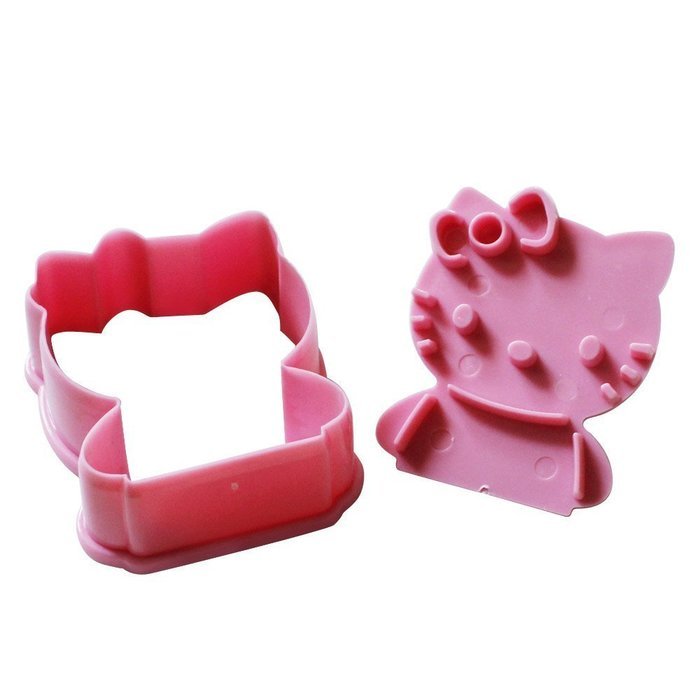 HAKSEN 1Set(2Pcs)-Cute Cat Decorating Cookie Cutter-Pink ,Cute Cat Shaped Versatile Plastic Food Moulds Cake Bread...