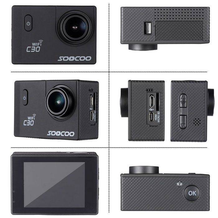 Andoer 2" Sports Action Camera 4K 24fps 1080P 60fps 5X Zoom 20MP Full HD 170&deg; Wide-angle Lens Built-in Gyro Anti-Shake... N5