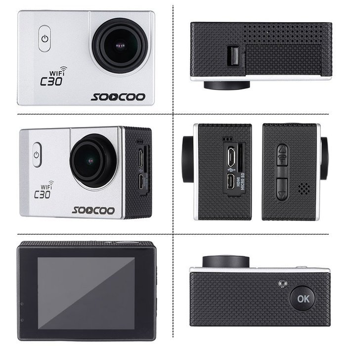 Andoer 2" Sports Action Camera 4K 24fps 1080P 60fps 5X Zoom 20MP Full HD 170&deg; Wide-angle Lens Built-in Gyro Anti-Shake... N8
