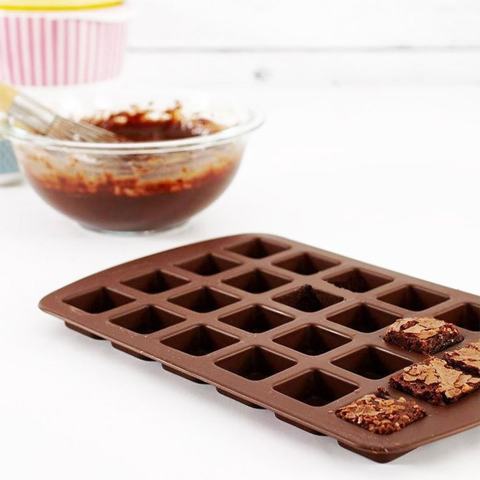 Q-life 24-cavity Silicone Brownie Squares Baking Mold Cake Chocolate Pan Candy Silicone Baking Mold Tray (1pce... N3