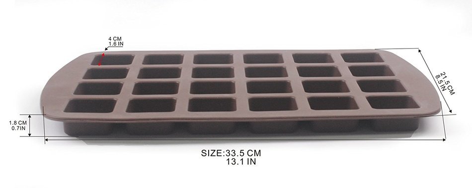 Q-life 24-cavity Silicone Brownie Squares Baking Mold Cake Chocolate Pan Candy Silicone Baking Mold Tray (1pce... N5