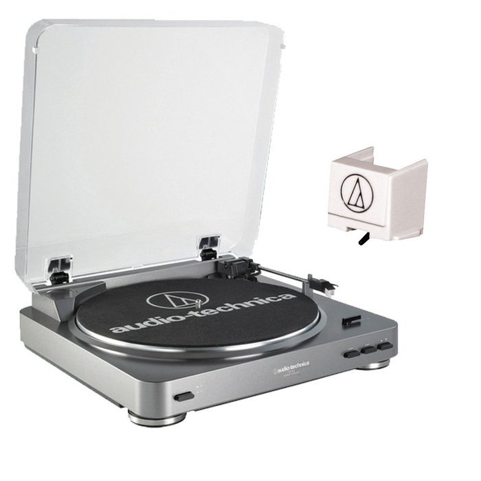 Audio Technica AT-LP60 Turntable + Replacement Stylus ATN3600L + K&M Cloth (2 items)
