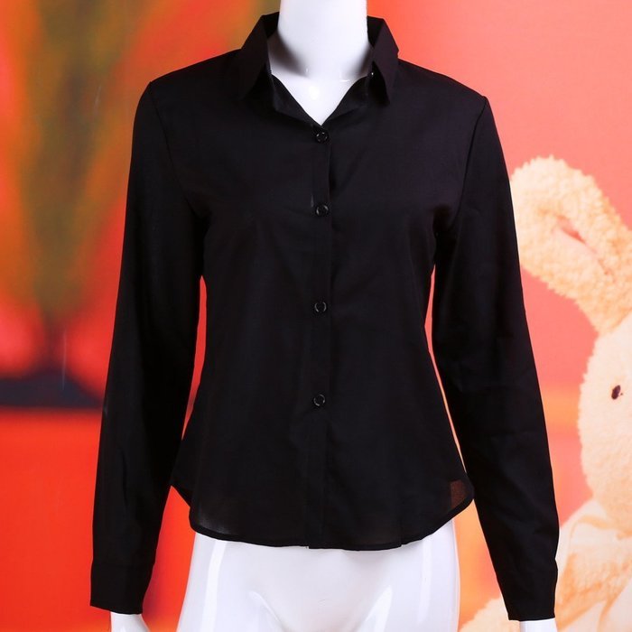 Oligex(TM) Loose Solid Color Long Sleeve Chiffon Women Blouse White Black Blue Women Chiffon Blouse V-neck Spring... N3