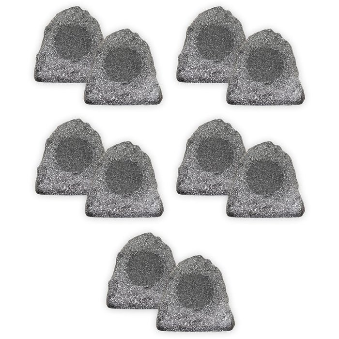 Theater Solutions 10R4G Outdoor Granite Rock 10 Speaker Set for Deck Pool Spa Patio Garden