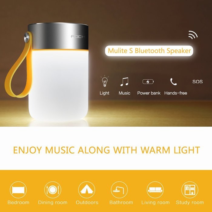 ROCK "Mulite S Bluetooth Speaker" Waterproof Wireless Bluetooth Speaker Portable, with Dimmable LED Light, SOS... N7