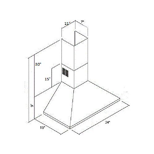 Range Hood Wall Mounted Black 24" CH-105-CS-BLK NT AIR. Made in Italy.