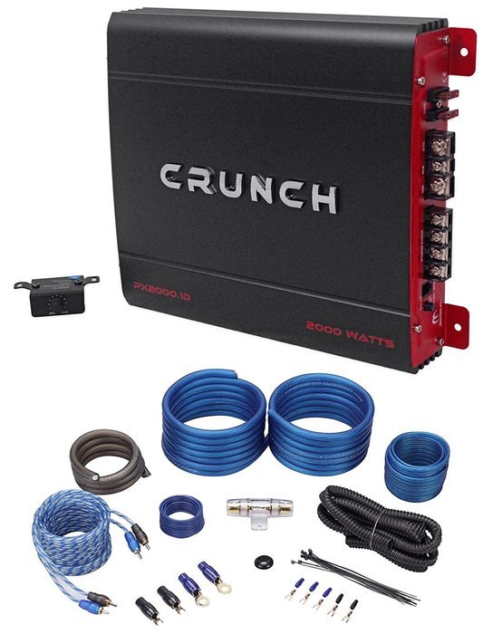 Crunch PX-2000.1D 2000 Watt Mono Powerful Car Audio Amplifier+Amp Wire Kit N5