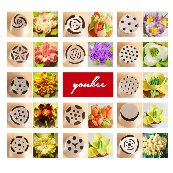 YOUKEE 26 PCS/SET New Design 304 Stainless Steel Russian Icing Piping Nozzles Cake Decoration Tips DIY Tool N4