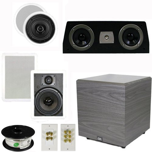 Theater Solutions 5.1 Home Theater 4 Speaker Set with Center, 12" Powered Sub and More TS5C6WC51SET6