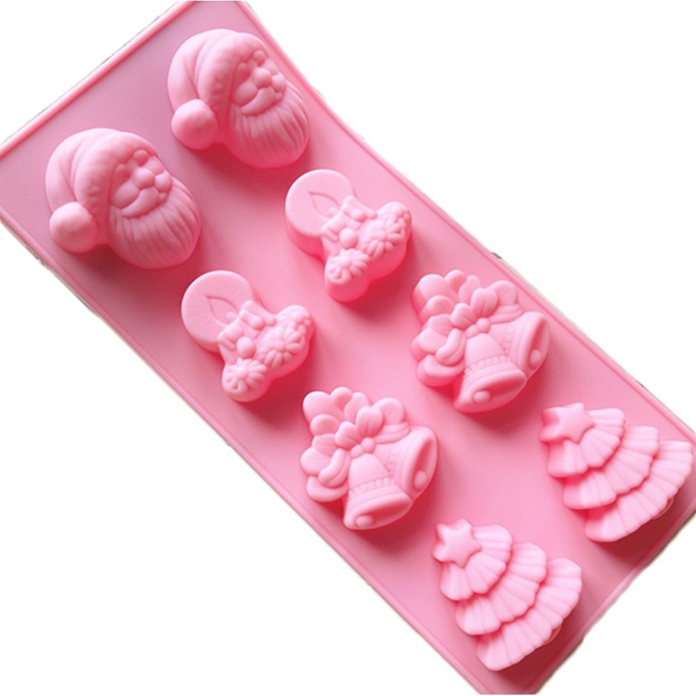 JLHua 8-Cavity Christmas Bells Trees Silicone Cake Chocolate Soap ...