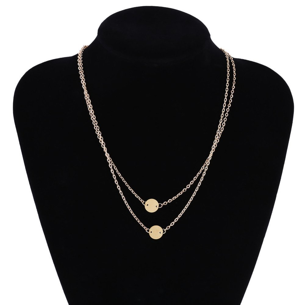 Obula(TM) Big sales Simple Punk Gold Plated 2 Layer Chain NeckPendant ...