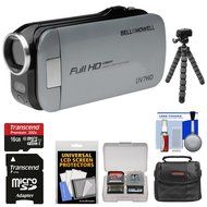 Bell &amp; Howell Slice2 DV7HD 1080p HD Slim Video Camera Camcorder (Gray) with 16GB Card + Case + Flex Tripod + Kit