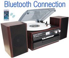 7-in-1 Boytone BT-24DJM Turntable with Bluetooth Connection, 3 Speed 33, 45, 78 Rpm, CD, Cassette Player AM, FM... N3