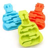 Always Your Chef 3 Pack 5-Cavity Silicone Candy Molds &amp; Chocolates Molds &amp; Ice Cube Trays, Guitar Shaped, Random... N2