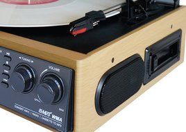Boytone BT-19DJW-C 3-speed Turntable, 2 Built in Speakers Large Digital Display AM/FM, Cassette, USB/SD/AUX/MP3... N5