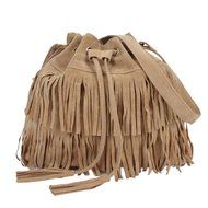 Creazy Women Messenger Women Fashion Casual Tassel Solid Bags Drawstring Should (Brown)