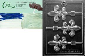 Cybrtrayd D097 Chocolate Candy Mold, Fleur-De-Lis Lolly Dads and Moms N3