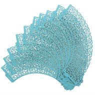 SODIAL(R)20 pcs Filigree Vintage Cupcake Wrappers Wraps Cases - Wedding, Birthday, UK seller(sky blue) N3