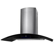 36 in. Convertible Wall Mount Range Hood in Stainless Steel with Black Tempered Glass and Touch Control N7