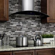 36 in. Convertible Wall Mount Range Hood in Stainless Steel with Black Tempered Glass and Touch Control N9