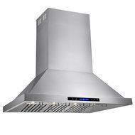 AKDY&reg; 48" Stainless Steel Dual Motor Island Mount Range Hood Touch Screen Display Baffle Filter Ductless Vent N2