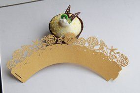 24pcs Sea Shells Seashell Laser Cut Cupcake Wrappers Decoration Wedding Birthday Party Decoration (Purple) N2