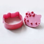 HAKSEN 1Set(2Pcs)-Cute Cat Decorating Cookie Cutter-Pink ,Cute Cat Shaped Versatile Plastic Food Moulds Cake Bread... N3