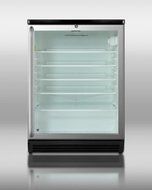 Summit SCR600BLSH 24" 5.5 cu. ft Compact Glass Door Commercially Approved Beverage Refrigerator with Factory Installed...