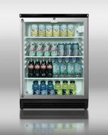 Summit SCR600BLSH 24" 5.5 cu. ft Compact Glass Door Commercially Approved Beverage Refrigerator with Factory Installed... N2