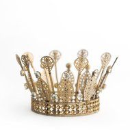 Gold Crown Cake Topper, Rhinestone Crown, Small Gold Wedding Cake Top, Princess Cake, The Queen of Crowns (Gold... N3